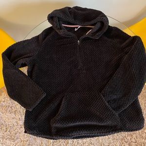 Two Gear XL black pullover hoodie. Half zip. Front pocket. SUPER SOFT waffle fab